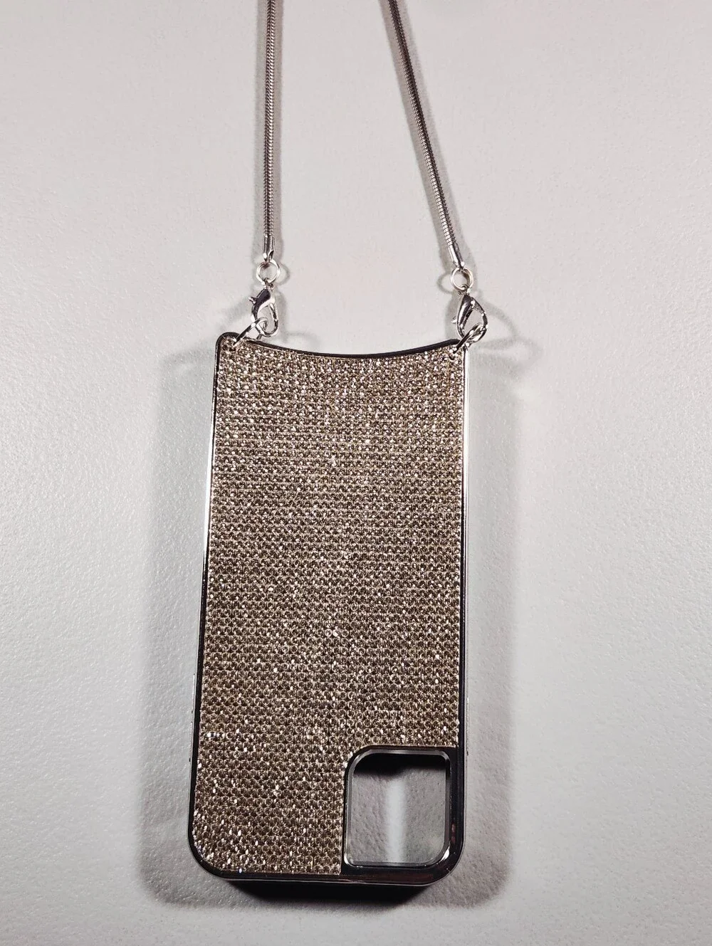 Silver Rhinestone Bling iPhone 11 Pro Case Crossbody Lanyard Crystal Purse Bling